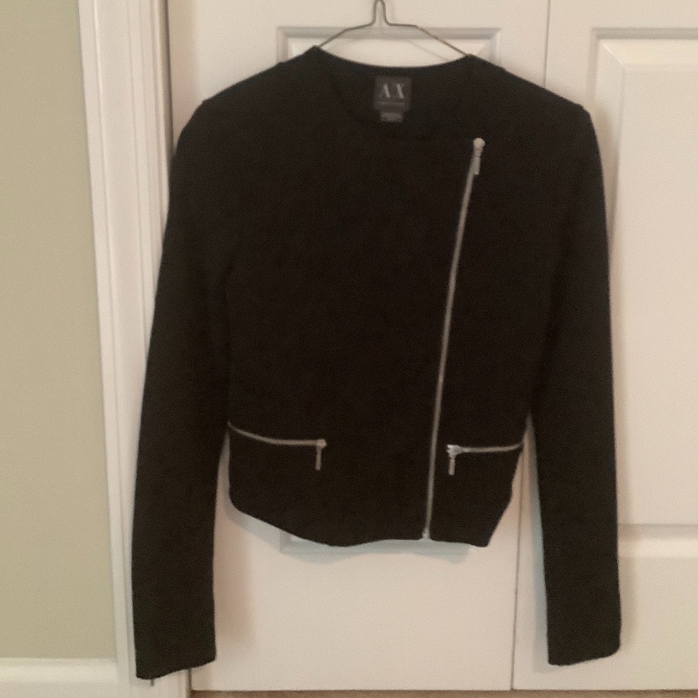 Armani Exchange Black Moto Jacket, XS